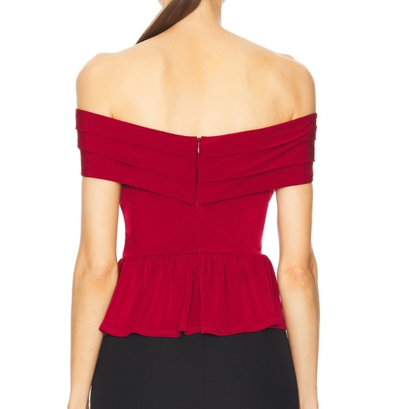 Revolve x Yumi Kim Burgundy Red Maya Peplum Off Shoulder Top Large - Picture 3 of 15